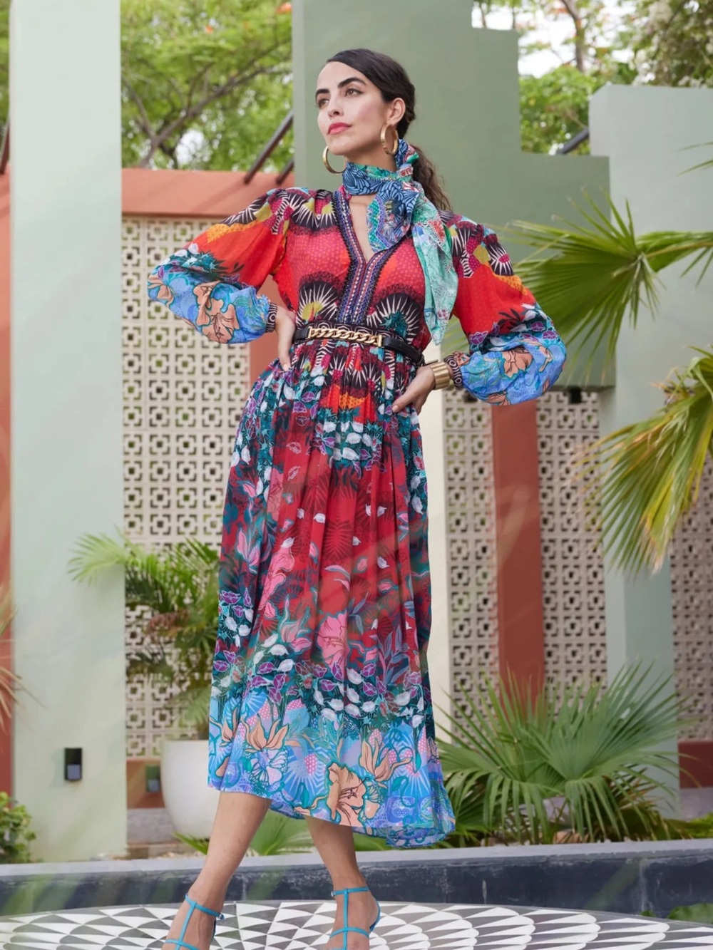 Anthropologie Bhanuni by Jyoti Maxi Dress 12 Feminine Bohemian Resort Chic NWT - Picture 5 of 16